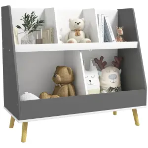 HOMCOM Kids Storage Shelf with 5 Compartments, Anti-Tip Device - Grey