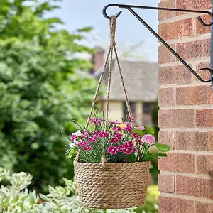 Smart Garden 20cm 8 Inch Weaver Woven Jute Hanging Pot Basket Planter Lined