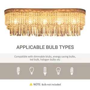 HOMCOM Raindrop Crystal Chandelier Ceiling Light for Restaurant Kitchen