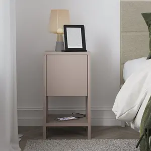 Atharv Bedside Table with Drop-Door Storage and Open Shelf for Versatile Living Dark Grey