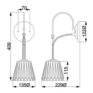 Elstead Demelza 1 Light Wall Light Polished Chrome Glass Shade IP44, G9