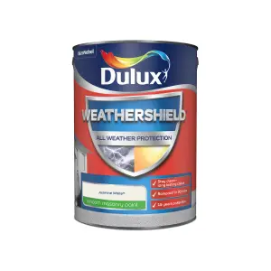 Dulux Weathershield Jasmine white Smooth Matt Masonry paint, 5L