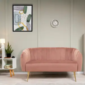 Interiors by Premier Larissa Two Seat Pink Velvet Sofa