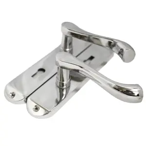 Cadenza Door Handles on Backplate Chrome Scroll Sash Lock Set