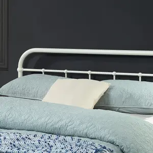 Tewin Vintage Hospital Style White Double Metal Bed Frame