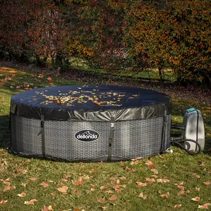 4-6 Person Inflatable Hot Tub & Smart Pump - Rattan Effect Outdoor Garden Party