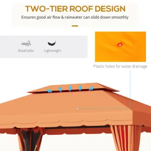 Outsunny 3m x 3.6m Aluminium Gazebo Canopy Patio Marquee Party Tent Orange