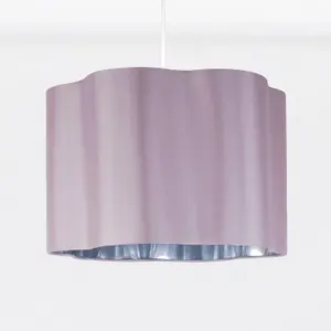 First Choice Lighting Set of 2 Blush Pink with Chrome Inner Scalloped Pendant Shades