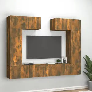 Berkfield 6 Piece TV Cabinet Set Smoked Oak Engineered Wood