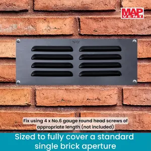 Metal Louvre Air Vent Cover, Suitable for Venting Gas Appliances Internal External Wall, 9 x 3" (229 x 76mm), Anthracite