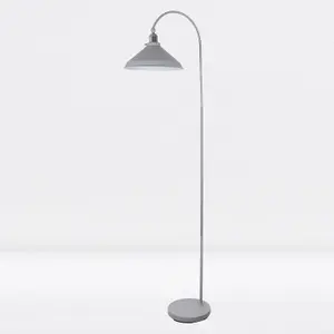 First Choice Lighting Maxwell Flint Grey Chrome Floor Reading Lamp