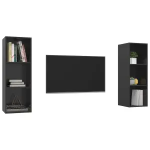 Berkfield Wall-mounted TV Cabinets 2 pcs High Gloss Black Engineered Wood