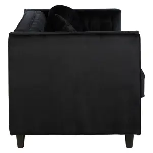 Interiors by Premier Farah Three Seater Black Velvet Sofa