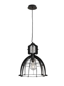 Luminosa URBAN Wire Frame Pendant Ceiling Light Bronze 40x46cm