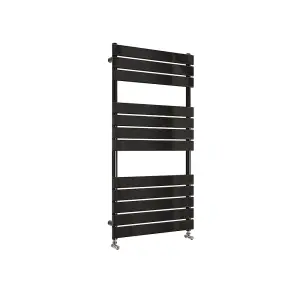 Designer Vertical Black Single Panel Towel Radiator (H) 1200mm x (W) 600mm, 2889 BTU.