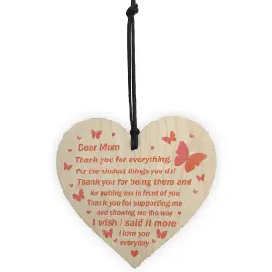 Love You Mum Gift Poem Wooden Heart Birthday Mothers Day Gift Plaque Keepsake