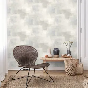 Grandeco Metro Distressed Paint Rustic Plaster effect textured Wallpaper, Grey