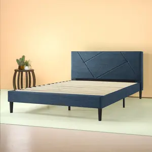 Colton Bluff Upholstered Bed Frame with Headboard Blue / Super King (6')