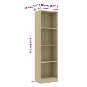 Attwood Bookcase Sonoma Oak / 142cm H x 40cm W x 24cm D