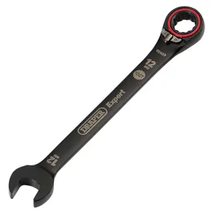 Draper Expert HI-TORQ  Metric Reversible Ratchet Combination Spanner, 12mm, Black 03902