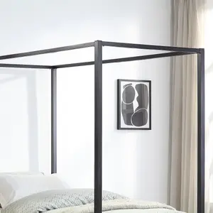 Ashwell Modern Four 4 Poster Black Single Metal Bed Frame