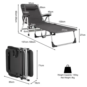 Costway Folding  Chaise Lounger Outdoor Patio Reclining Lounge Chair  W/ Cup Holder