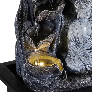 Tabletop Buddha Water Fountain Decor with Lights