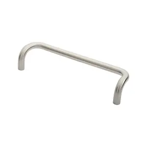 Cranked Door Pull Handle 19mm Dia 300mm Fixing Centres Satin Steel