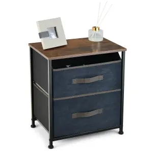 Costway 2-Drawer Nightstand Chest of Drawers Side Table w/ 2 Removable Fabric Bins