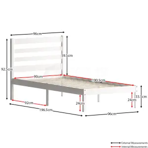 Junior Vida Libra White Single Wooden Childrens Bed Frame, 190 x 90cm