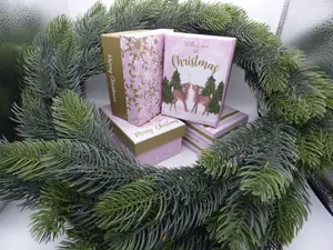 Small Christmas Gift Boxes With Lid Set of 4 Pink and Gold 11cm x 8cm