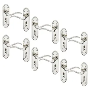 URBNLIVING 170mm Length 12 Pcs Lisbon Metal & Polished Nickel Lever Latch Door Bathroom Handles Set