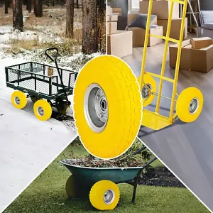 New Set Of 2 10" Pneumatic Sack Truck Trolley Wheel Barrow Yellow Tyre