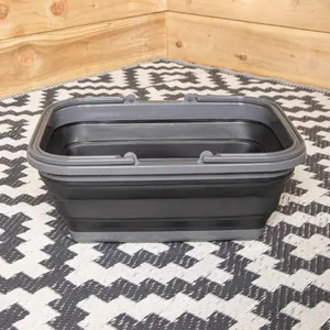 8.5L Large Black and Grey Collapsible Folding Basket with Handles