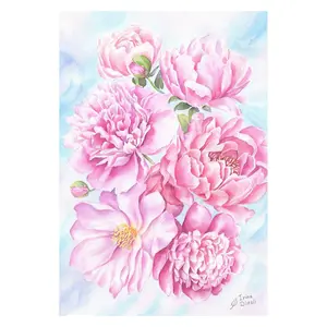 Watercolor Bouquet of Pink Peonies 29.7 x 42 x 0 cm (11.7 x 16.5 x 0 inches)