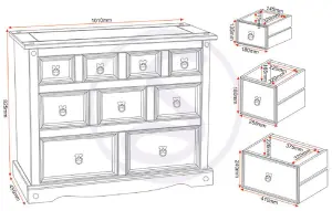 Corona 4+3+2 Drawer Merchant Chest Distressed Waxed pine