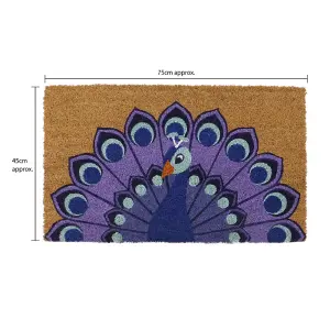 Eco-Friendly Latex Backed Coir Door Mat, Peacock