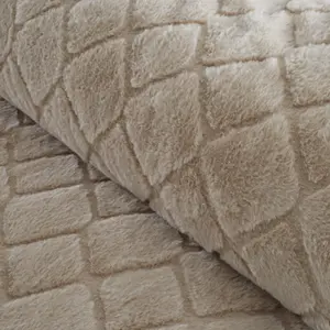 Catherine Lansfield Bedding Cosy Diamond Faux Fur Duvet Cover Set with Pillowcase Natural