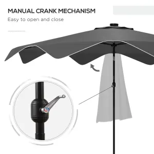 Outsunny Garden Parasol Umbrella with LED Lights and Tilt, Table Umbrella