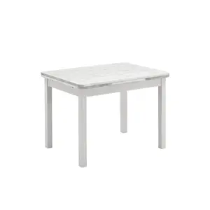 Southsea Extendable Pine Solid Wood Dining Table White / H74 x L77 x W104cm