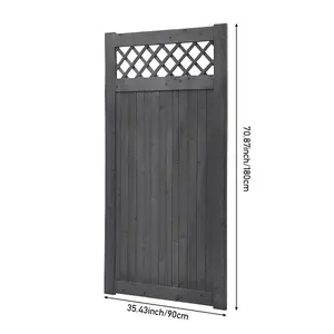 Outdoor Grey Rhombus Garden Wooden Gate Fence Door 180cm H