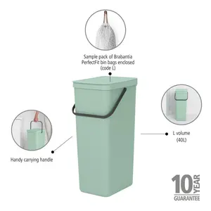 Brabantia Sort and Go 40 Litre Rubbish Bin Jade Green