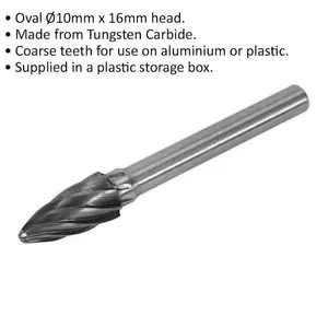 10mm Tungsten Carbide Rotary Burr Bit - Coarse Oval Engraving Tool for Precision Cutting