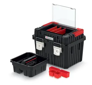 PLASTIC TOOL BOX CHEST SET HANDLE TRAY COMPARTMENT DIY STORAGE TOOLBOX LOCKABLE Model 2