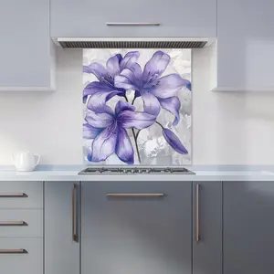 Purple Lilies Kitchen Splashback