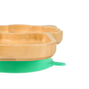 Tiny Dining - Children's Bamboo Suction Llama Plate - Green