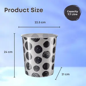 MantraRaj 7.7 Litre Plastic Waste Paper Basket Bin Round Open Trash Can Lightweight Recycling Rubbish Bin (Black)