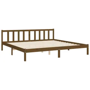 Berkfield Bed Frame with Headboard Honey Brown 200x200 cm Solid Wood