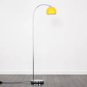 Derosier 152cm Arched Floor Lamp Chrome / Yellow