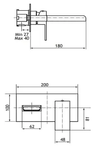 Aquarius Angle Waterfall Wall Mounted Matt Black Basin Filler Tap AQ791052